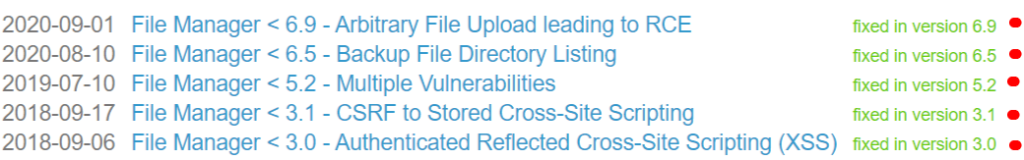 List of All Previous Vulnerabilities in File Manager Plugin List of All Previous Vulnerabilities in File Manager Plugin