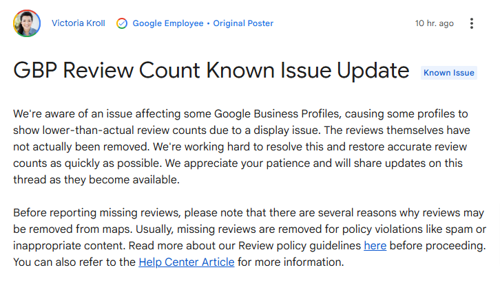Missing Google Reviews? The Latest Bug Causing Review Count Errors